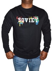 Soviet Caden Mens Crew Neck Sweat Top With Print - Black