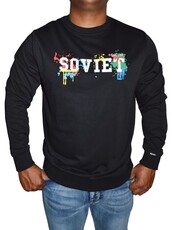 Soviet Caden Mens Crew Neck Sweat Top With Print - Black