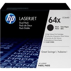 Genuine HP 64X Dual Pack High Yield Black LaserJet Toner Cartridge (CC364XD)