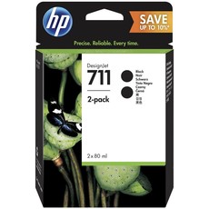 Genuine HP 711 2-pack 80ml Black DesignJet Ink Cartridges (P2V31A)