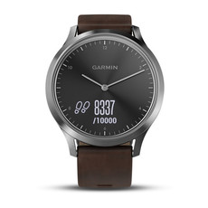 Garmin vivomove HR Premium Black and Silver with Dark Brown Band Large