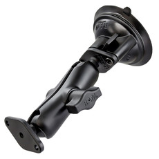 RAM Twist Lock Suction Cup with Double Socket Arm and Round Base Adapter