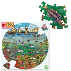 eeBoo Round Family Puzzle - Fish & Boats (500 Piece)