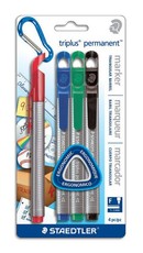 Staedtler Triplus Permanent Markers Bullet Tip - Blister of 4