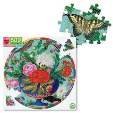 eeBoo Round Family Puzzle - Bouquet & Birds (500 Piece)