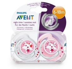 Avent - Soother - Night Time GID - Girl Twin Pack