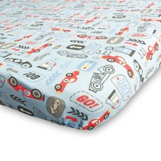 little acorn | Racing Cars Cot Fitted Sheet (Size: Large)