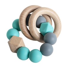 Chu Teether - Rattle Ring - Turquoise & Dark Grey