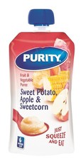 Purity Sweet Potato, Apple & Sweetcorn Pouches - 12 x 110ml