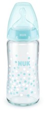 NUK - FC Glass Bottle 240ml - Blue Dots