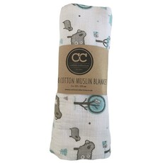 Cotton Collective Little Sheep - Blue Muslin Swaddle Blanket