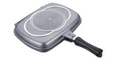 Royalty Line 32cm Supreme Marble Coating Double Fry & Grill Pan - Silver