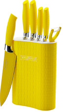 Royalty Line 6-Piece Non-Stick Coating Knife with Stand - Yellow