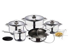 Blaumann 13-Piece Stainless Steel Jumbo Cookware Set With Marble Coating Fry Pan Bl-3166