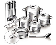 Blaumann 17-Piece Stainless Steel Induction Bottom Jumbo Cookware Set