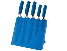 Royalty Line Knife Set with Stand 5 Piece Stainless Steel - Blue