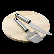 Eco - Wooden Cheese Board with Knife and Slicer
