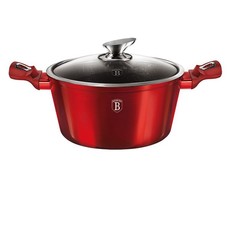 Berlinger Haus 20cm Marble Coating Casserole with Lid - Burgundy Metallic Line