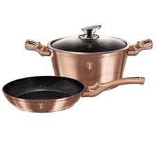 Berlinger Haus 3-Piece Marble Coating Cookware Set - Rose Gold Metallic Line