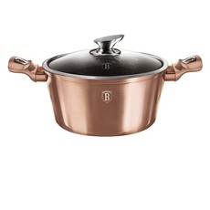 Berlinger Haus 24cm Marble Coating Casserole with Lid - Rose Gold Metallic Line