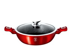 Berlinger Haus 24cm Marble Coating Shallow Pot with Lid - Burgundy Metallic Line