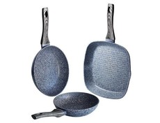 Berlinger Haus 3-Piece Marble Coating Forest Line Fry & Grill Pan Set - Smoked Wood
