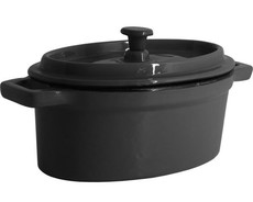 Nova Oval Enamelled Cast Iron Casserole 15x10cm - Black