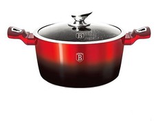 Berlinger Haus Marble Coating Casserole with Lid 24cm - Black Burgundy Edition