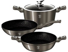 Berlinger Haus Marble Coating Cookware 4 Piece Set - Carbon Metallic