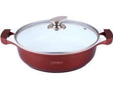 Royalty Line 28cm Ceramic Coating Shallow Pot - Burgundy