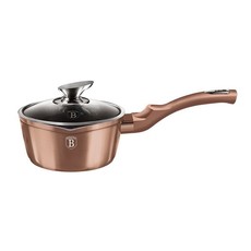 Berlinger Haus 16cm Marble Coating Sauce Pan with Glass Lid - Rose Gold Metallic