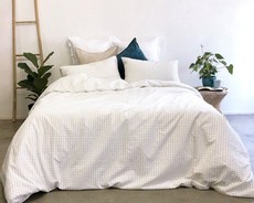 Whiteheads Washed Cotton Duvet Cover - Grid (Queen)