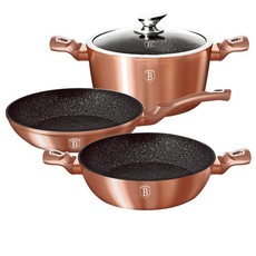Berlinger Haus 4-Piece Marble Coating Cookware Set - Copper Metallic