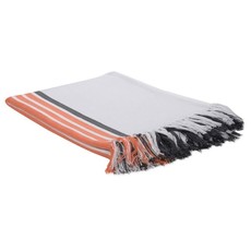 Haven & Earth Pin Stripe Beach Throw - Eclipse Steel/Firecracker