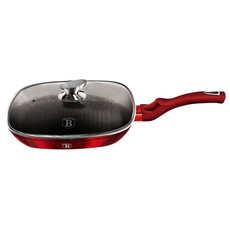 Berlinger Haus Marble Coating Grill Pan with Lid 28cm - Burgundy Metallic