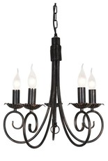 5 Light Black Gold Metal Chandelier on Chain