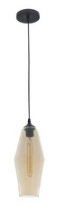 Bright Star Lighting Amber Glass Pendant on a Black Cord
