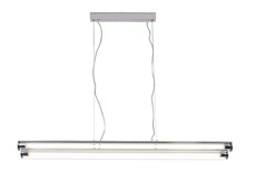 Double Suspended Polished Chrome Fluorescent Fitting with Glass Cover