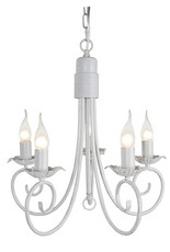 5 Light Fossil White Metal Chandelier on Chain