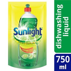 Sunlight Lemon 100 Dishwashing Liquid Pouch 750ml (Pack of 12)