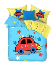 Linen Boutique - Stylish Kids Duvet Cover 3pc Set - Rainbow Car