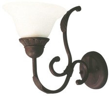 Rust Colour Metal Wall Bracket with Alabaster Glass