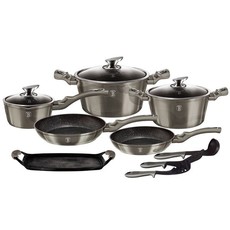 Berlinger Haus Marble Coating Cookware 12 Piece Set - Carbon Metallic