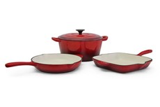 Fine Living - 4 Piece Cast Iron Set - Red
