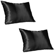 Black Satin Pillow Slip - Standard (Pack of 2)