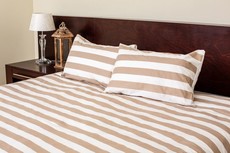 Dreyer Percale Striped Duvet Cover Set - Taupe & White