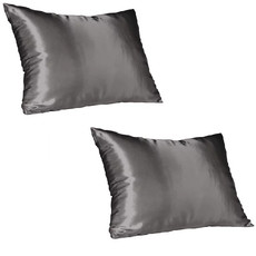 Charcoal Satin Pillow Slip - Standard (Pack of 2)