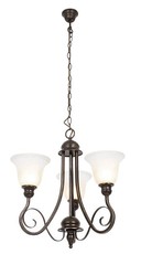 3 Light Wrought Iron and Resin Chandelier with Up Facing Alabaster Glass