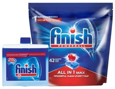 Finish Auto Dishwashing Tablets 42's + Machine Cleaner 250ml