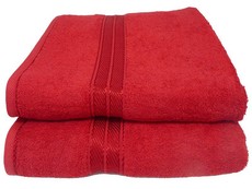 Bunty's Surplus Bath Sheet 80 x 170cms 568GSM Design 70 (2 Piece Pack) - Red